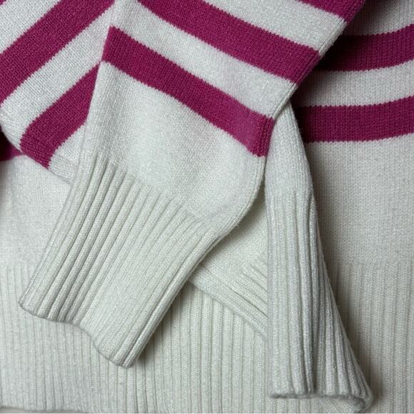 Truth by Republic Sweater Women's Size Medium Mock Neck White w/ Pink Stripes - Picture 14 of 16